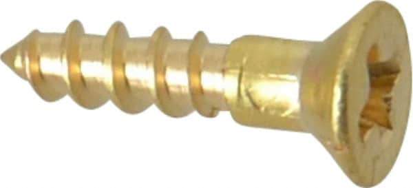 Value Collection - #2, 3/8" OAL, Phillips Drive, Flat Head Wood Screw - Brass - Exact Industrial Supply