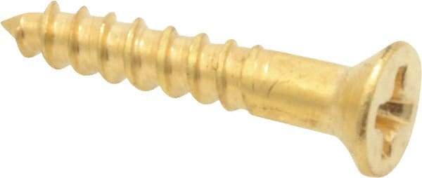 Value Collection - #2, 1/2" OAL, Phillips Drive, Flat Head Wood Screw - Brass - Exact Industrial Supply