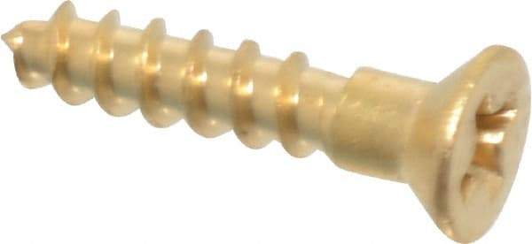 Value Collection - #3, 1/2" OAL, Phillips Drive, Flat Head Wood Screw - Brass - Exact Industrial Supply
