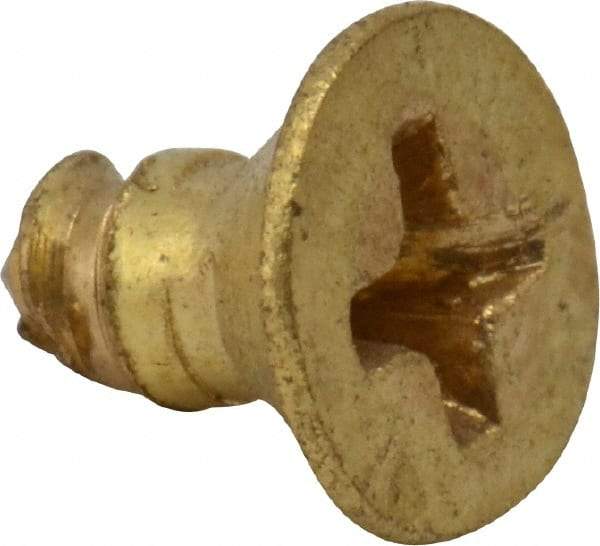 Value Collection - #4, 1/4" OAL, Phillips Drive, Flat Head Wood Screw - Brass - Exact Industrial Supply