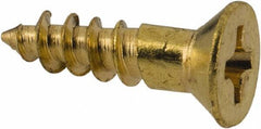 Value Collection - #5, 1/2" OAL, Phillips Drive, Flat Head Wood Screw - Brass - Exact Industrial Supply