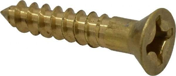 Value Collection - #10, 1" OAL, Phillips Drive, Flat Head Wood Screw - ASME B18.6.1, Brass - Exact Industrial Supply