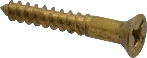Value Collection - #10, 1-1/4" OAL, Phillips Drive, Flat Head Wood Screw - ASME B18.6.1, Brass - Exact Industrial Supply