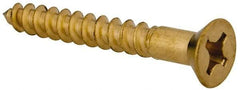 Value Collection - #10, 1-1/2" OAL, Phillips Drive, Flat Head Wood Screw - Brass - Exact Industrial Supply