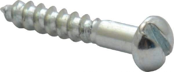Value Collection - #2, 1/2" Length Under Head, Slotted Drive, Round Head Wood Screw - Zinc Plated Steel, Grade 2 - Exact Industrial Supply