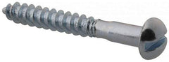 Value Collection - #5, 1" Length Under Head, Slotted Drive, Round Head Wood Screw - Zinc Plated Steel, Grade 2 - Exact Industrial Supply