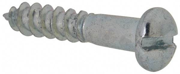 Value Collection - #10, 1" Length Under Head, Slotted Drive, Round Head Wood Screw - Zinc Plated Steel, Grade 2 - Exact Industrial Supply