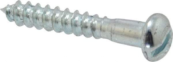 Value Collection - #10, 1-1/4" Length Under Head, Slotted Drive, Round Head Wood Screw - Zinc Plated Steel, Grade 2 - Exact Industrial Supply