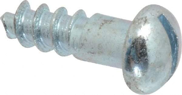 Value Collection - #12, 3/4" Length Under Head, Slotted Drive, Round Head Wood Screw - Zinc Plated Steel, Grade 2 - Exact Industrial Supply