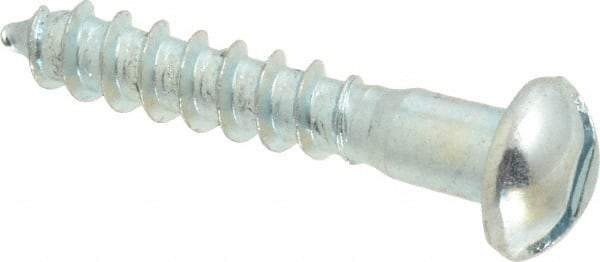 Value Collection - #12, 1-1/4" Length Under Head, Slotted Drive, Round Head Wood Screw - Zinc Plated Steel, Grade 2 - Exact Industrial Supply