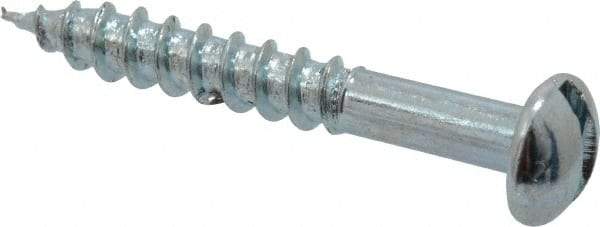 Value Collection - #12, 1-1/2" Length Under Head, Slotted Drive, Round Head Wood Screw - Zinc Plated Steel, Grade 2 - Exact Industrial Supply