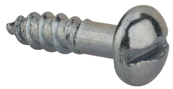 Value Collection - #14, 1" Length Under Head, Slotted Drive, Round Head Wood Screw - Zinc Plated Steel, Grade 2 - Exact Industrial Supply