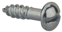 Value Collection - #14, 1" Length Under Head, Slotted Drive, Round Head Wood Screw - Zinc Plated Steel, Grade 2 - Exact Industrial Supply