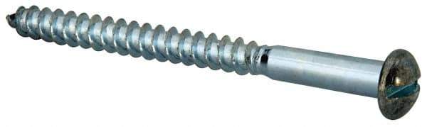 Value Collection - #14, 3" Length Under Head, Slotted Drive, Round Head Wood Screw - Zinc Plated Steel, Grade 2 - Exact Industrial Supply