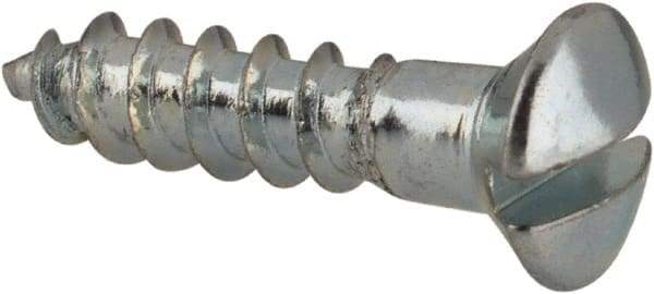 Value Collection - #4, 1/2" Length Under Head, Slotted Drive, Oval Head Wood Screw - ASME B18.6.1, Zinc Plated Steel, Grade 2 - Exact Industrial Supply