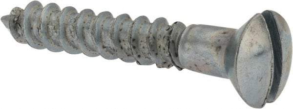 Value Collection - #10, 1-1/4" Length Under Head, Slotted Drive, Oval Head Wood Screw - ASME B18.6.1, Zinc Plated Steel, Grade 2 - Exact Industrial Supply