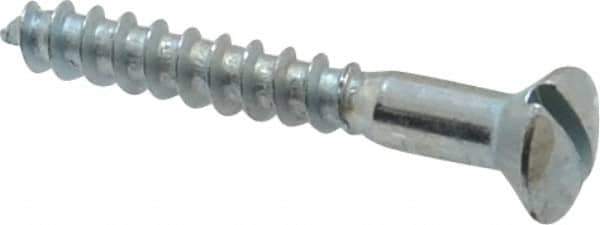 Value Collection - #10, 1-1/2" Length Under Head, Slotted Drive, Oval Head Wood Screw - ASME B18.6.1, Zinc Plated Steel, Grade 2 - Exact Industrial Supply