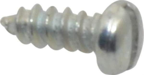 Value Collection - #2 Pan Head Slotted Sheet Metal Screw - Steel, 1/4" Length Under Head, Grade 2 - Exact Industrial Supply