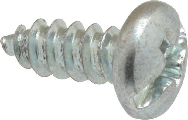 Value Collection - #10 Pan Head Slotted Phillips Sheet Metal Screw - Steel, 1/2" Length Under Head, Grade 2 - Exact Industrial Supply
