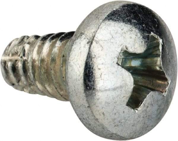Value Collection - #10-24 UNC Thread, 3/8" Length Under Head, Phillips Drive Steel Thread Cutting Screw - Pan Head, Grade 2, Point Type F, Zinc-Plated Finish - Exact Industrial Supply