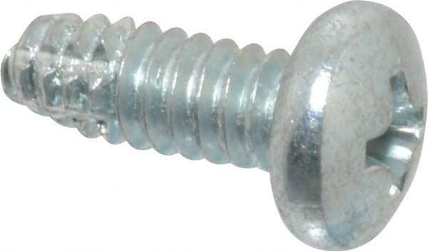Value Collection - #10-24 UNC Thread, 1/2" Length Under Head, Phillips Drive Steel Thread Cutting Screw - Pan Head, Grade 2, Point Type F, Zinc-Plated Finish - Exact Industrial Supply