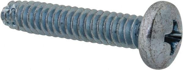 Value Collection - #10-24 UNC Thread, 1" Length Under Head, Phillips Drive Steel Thread Cutting Screw - Pan Head, Grade 2, Point Type F, Zinc-Plated Finish - Exact Industrial Supply