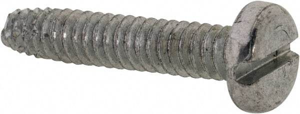 Value Collection - #10-24 UNC Thread, 1" Length Under Head, Slotted Drive Steel Thread Cutting Screw - Pan Head, Grade 2, Point Type F, Zinc-Plated Finish - Exact Industrial Supply
