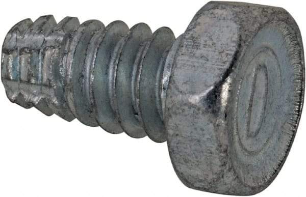 Value Collection - #10-24 UNC Thread, 3/8" Length Under Head, Hex Drive Steel Thread Cutting Screw - Hex Head, Grade 2, Point Type F, Zinc-Plated Finish - Exact Industrial Supply