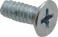 Value Collection - #10-24 UNC Thread, 1/2" OAL, Phillips Drive Steel Thread Cutting Screw - Flat Head, Grade 2, Point Type F, Zinc-Plated Finish - Exact Industrial Supply
