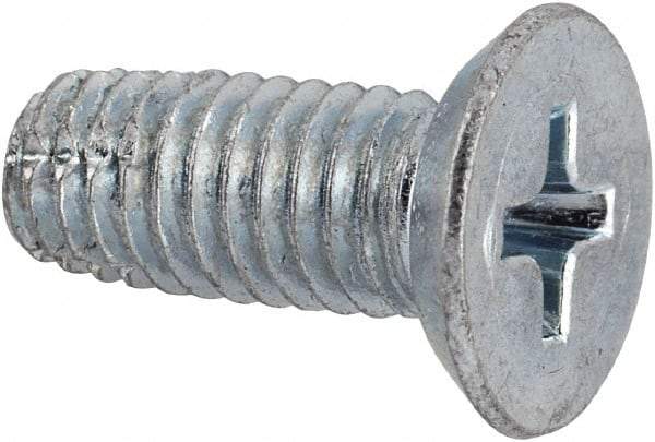 Value Collection - #10-32 UNF Thread, 1/2" OAL, Phillips Drive Steel Thread Cutting Screw - Flat Head, Grade 2, Point Type F, Zinc-Plated Finish - Exact Industrial Supply