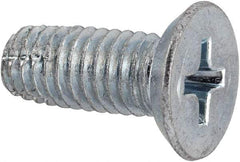 Value Collection - #10-32 UNF Thread, 1/2" OAL, Phillips Drive Steel Thread Cutting Screw - Flat Head, Grade 2, Point Type F, Zinc-Plated Finish - Exact Industrial Supply