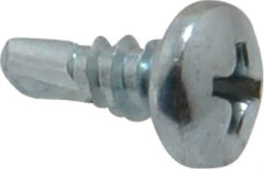 Value Collection - #10, Pan Head, Phillips Drive, 1/2" Length Under Head, #2 Point, Self Drilling Screw - Steel, Zinc-Plated Finish - Exact Industrial Supply