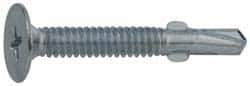 Value Collection - #10, Wafer Head, Phillips Drive, 1-7/16" Length Under Head, #2 Point, Self Drilling Screw - Steel, Zinc-Plated Finish - Exact Industrial Supply