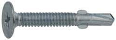Value Collection - #10, Wafer Head, Phillips Drive, 1-7/16" Length Under Head, #2 Point, Self Drilling Screw - Steel, Zinc-Plated Finish - Exact Industrial Supply