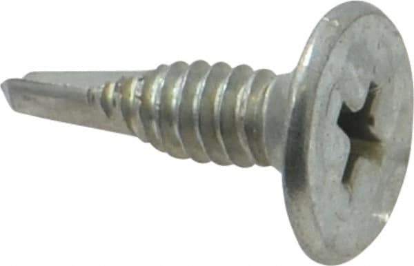 Value Collection - #10, Wafer Head, Phillips Drive, 3/4" Length Under Head, #2 Point, Self Drilling Screw - Steel, Zinc-Plated Finish - Exact Industrial Supply