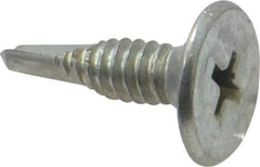 Value Collection - #10, Wafer Head, Phillips Drive, 3/4" Length Under Head, #2 Point, Self Drilling Screw - Steel, Zinc-Plated Finish - Exact Industrial Supply