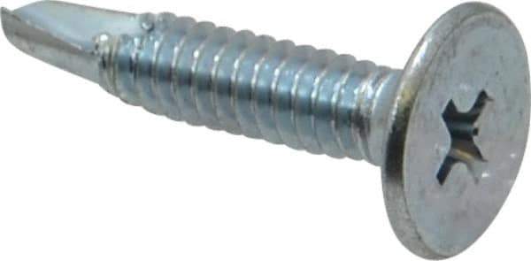 Value Collection - #10, Wafer Head, Phillips Drive, 1" Length Under Head, #2 Point, Self Drilling Screw - Steel, Zinc-Plated Finish - Exact Industrial Supply