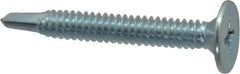 Value Collection - #10, Wafer Head, Phillips Drive, 1-1/2" Length Under Head, #2 Point, Self Drilling Screw - Steel, Zinc-Plated Finish - Exact Industrial Supply