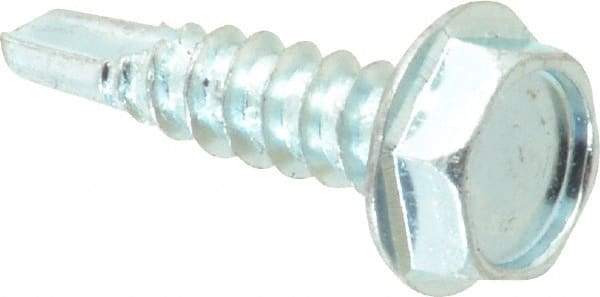 Value Collection - #10, Hex Washer Head, Hex Drive, 3/4" Length Under Head, #3 Point, Self Drilling Screw - Steel, Zinc-Plated Finish - Exact Industrial Supply
