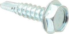 Value Collection - #10, Hex Washer Head, Hex Drive, 3/4" Length Under Head, #3 Point, Self Drilling Screw - Steel, Zinc-Plated Finish - Exact Industrial Supply