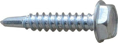 Value Collection - #10, Hex Washer Head, Hex Drive, 1" Length Under Head, #3 Point, Self Drilling Screw - Steel, Zinc-Plated Finish - Exact Industrial Supply