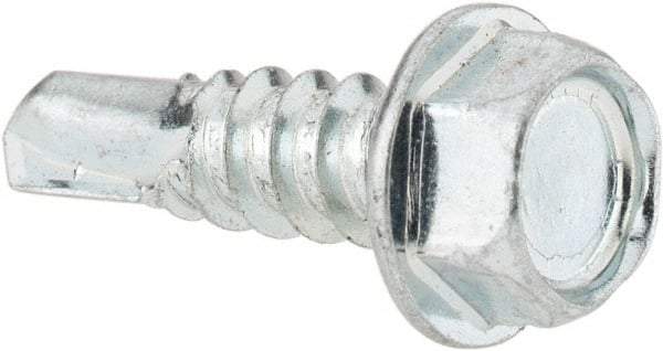 Value Collection - #12, Hex Washer Head, Hex Drive, 3/4" Length Under Head, #3 Point, Self Drilling Screw - Steel, Zinc-Plated Finish - Exact Industrial Supply