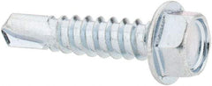Value Collection - #12, Hex Washer Head, Hex Drive, 1" Length Under Head, #3 Point, Self Drilling Screw - Steel, Zinc-Plated Finish - Exact Industrial Supply