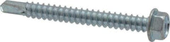 Value Collection - #12, Hex Washer Head, Hex Drive, 2" Length Under Head, #3 Point, Self Drilling Screw - Steel, Zinc-Plated Finish - Exact Industrial Supply