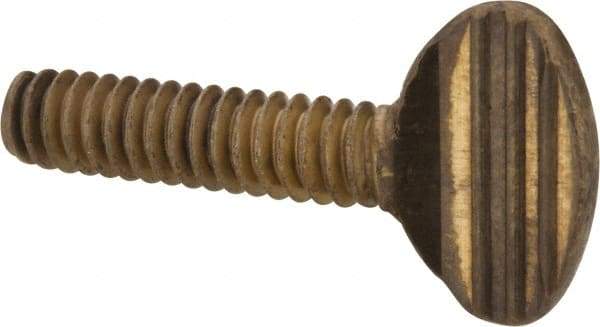 Value Collection - #10-24 Oval Shoulderless Brass Thumb Screw - 3/4" OAL, 0.48" Head Height - Exact Industrial Supply