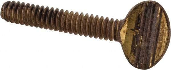 Value Collection - #10-24 Oval Shoulderless Brass Thumb Screw - 1" OAL, 0.48" Head Height - Exact Industrial Supply