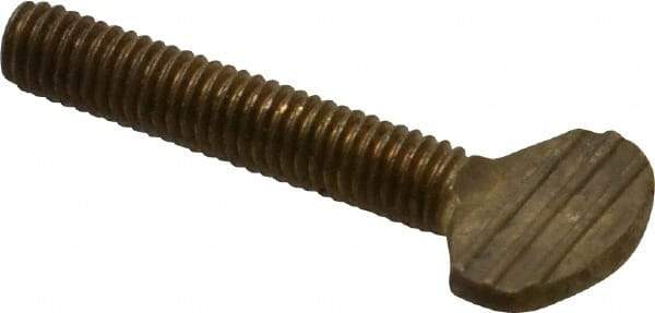 Value Collection - #10-32 Oval Shoulderless Brass Thumb Screw - 1" OAL, 0.48" Head Height - Exact Industrial Supply