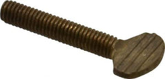 Value Collection - #10-32 Oval Shoulderless Brass Thumb Screw - 1" OAL, 0.48" Head Height - Exact Industrial Supply