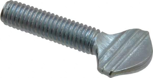 Value Collection - #10-32 Oval Shoulderless Grade 2 Steel Thumb Screw - 3/4" OAL, Zinc-Plated Finish - Exact Industrial Supply