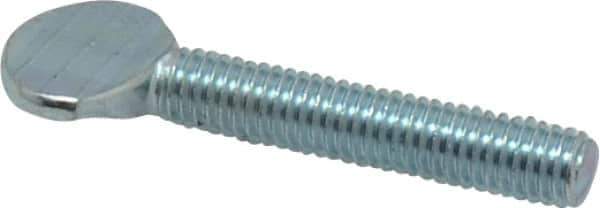 Value Collection - #10-32 Oval Shoulderless Grade 2 Steel Thumb Screw - 1" OAL, Zinc-Plated Finish - Exact Industrial Supply